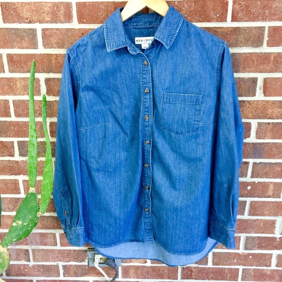 Ava & Viv Tops - Ava & Viv Denim Button Down